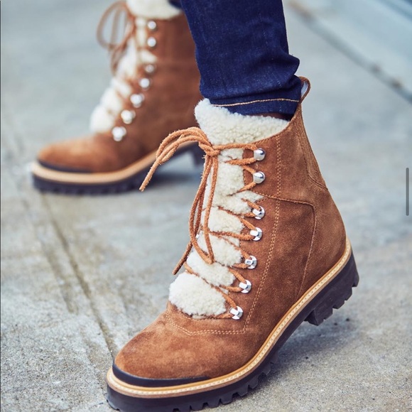 shearling lace up boot